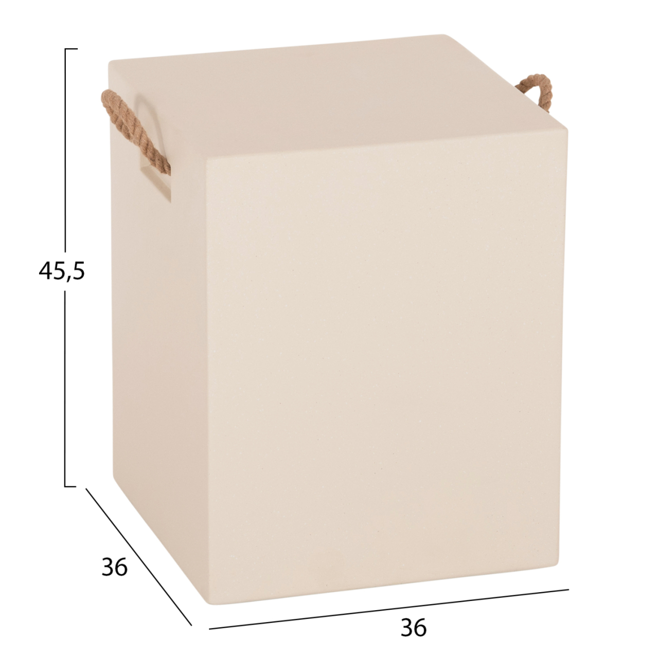 SQUARE STOOL WITH ROPE HANDLES ZAK HM6581.02 FIBER CEMENT IN BEIGE 36x36x45.5Hcm. [2]