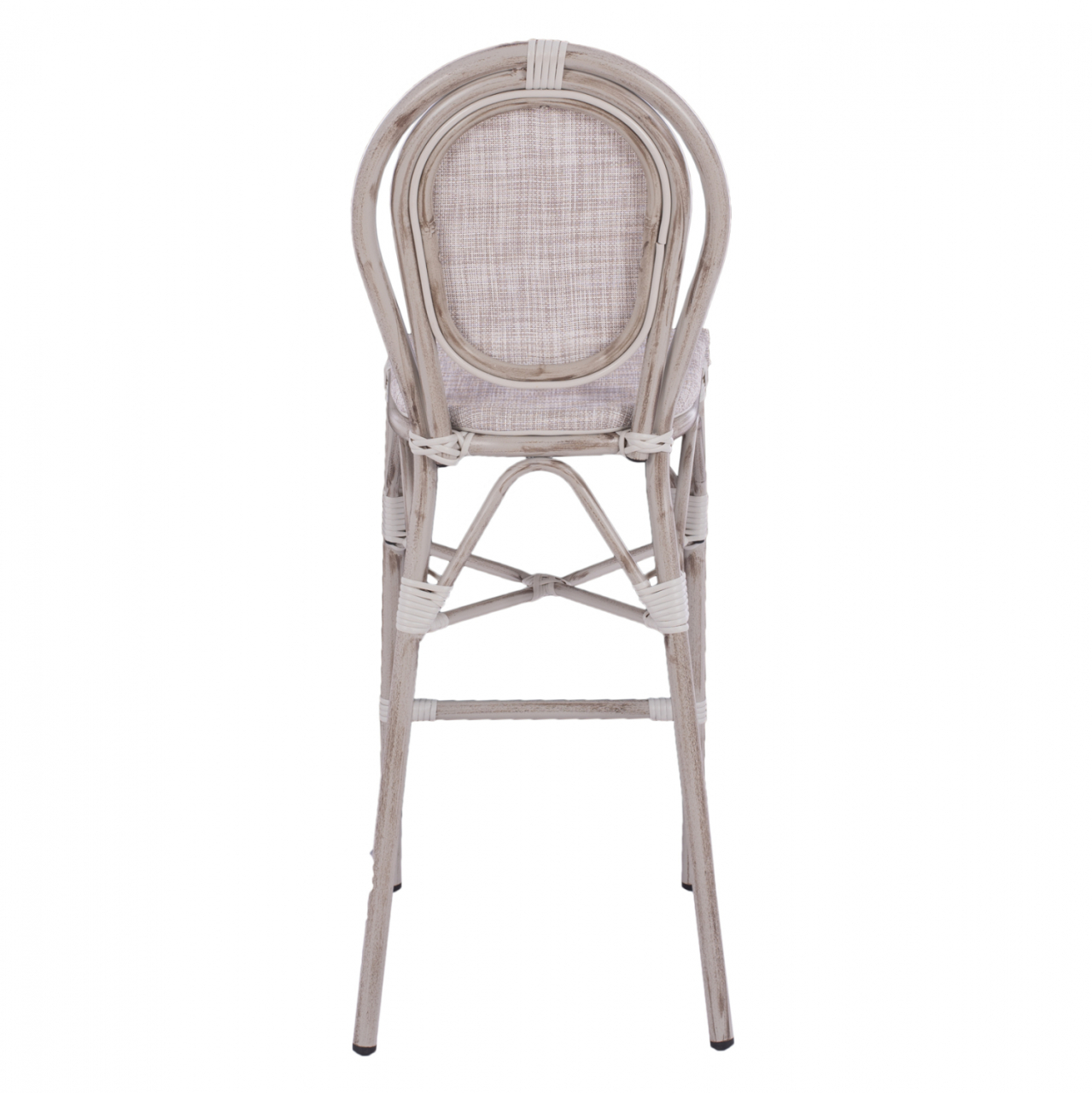 Stool Aluminum Bamboo Look White patina with textline HM5110 47x61x115cm [5]