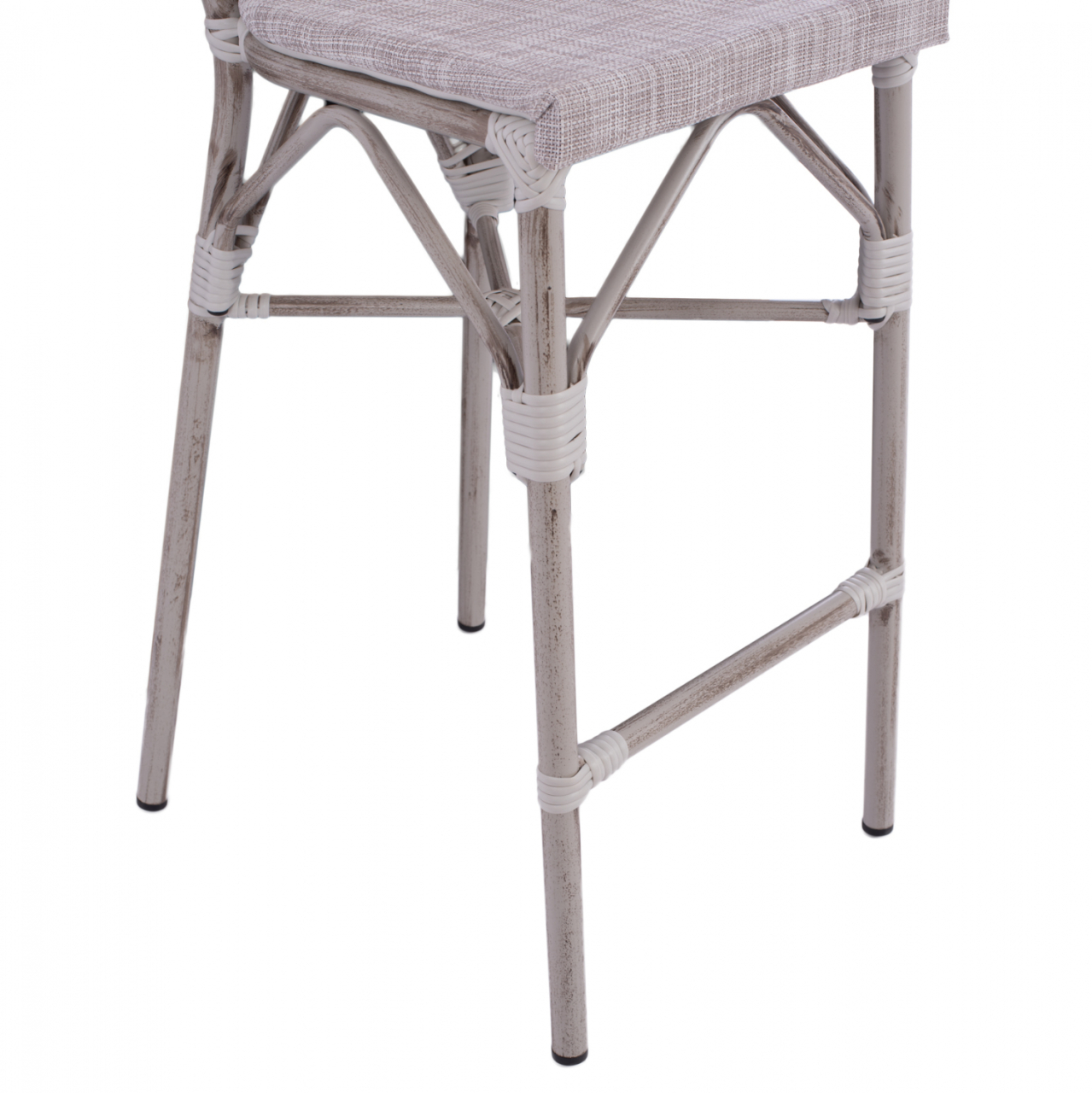 Stool Aluminum Bamboo Look White patina with textline HM5110 47x61x115cm [8]