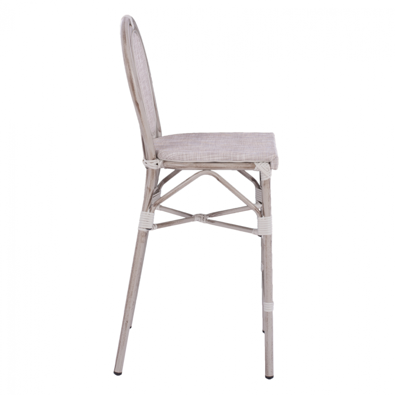 Stool Aluminum Bamboo Look White patina with textline HM5110 47x61x115cm [4]