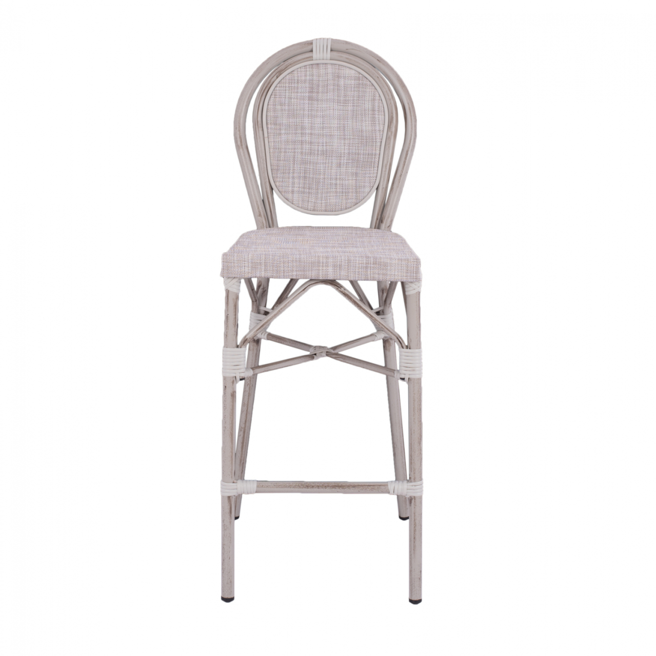 Stool Aluminum Bamboo Look White patina with textline HM5110 47x61x115cm [3]