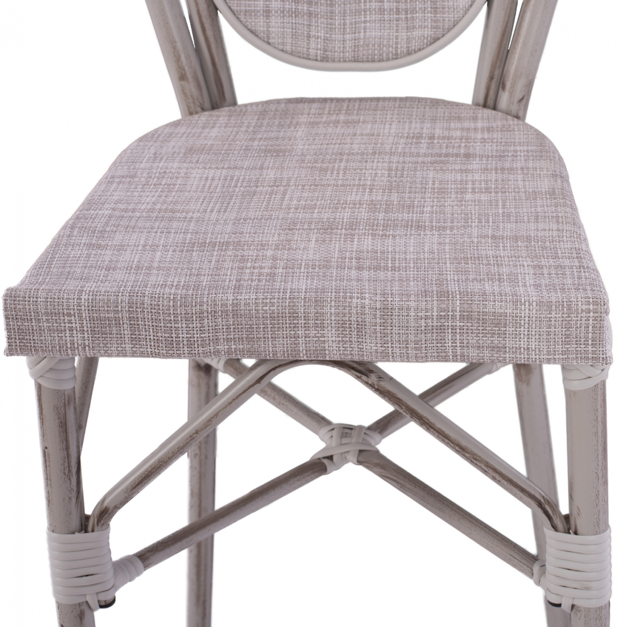 Stool Aluminum Bamboo Look White patina with textline HM5110 47x61x115cm [7]