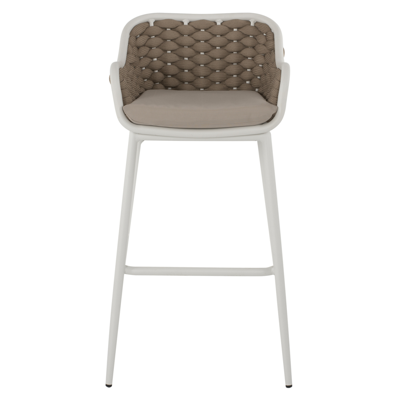 STOOL ALUMINUM WHITE WITH BEIGE ROPE 50x51x103Hcm.HM5862.02 [3]