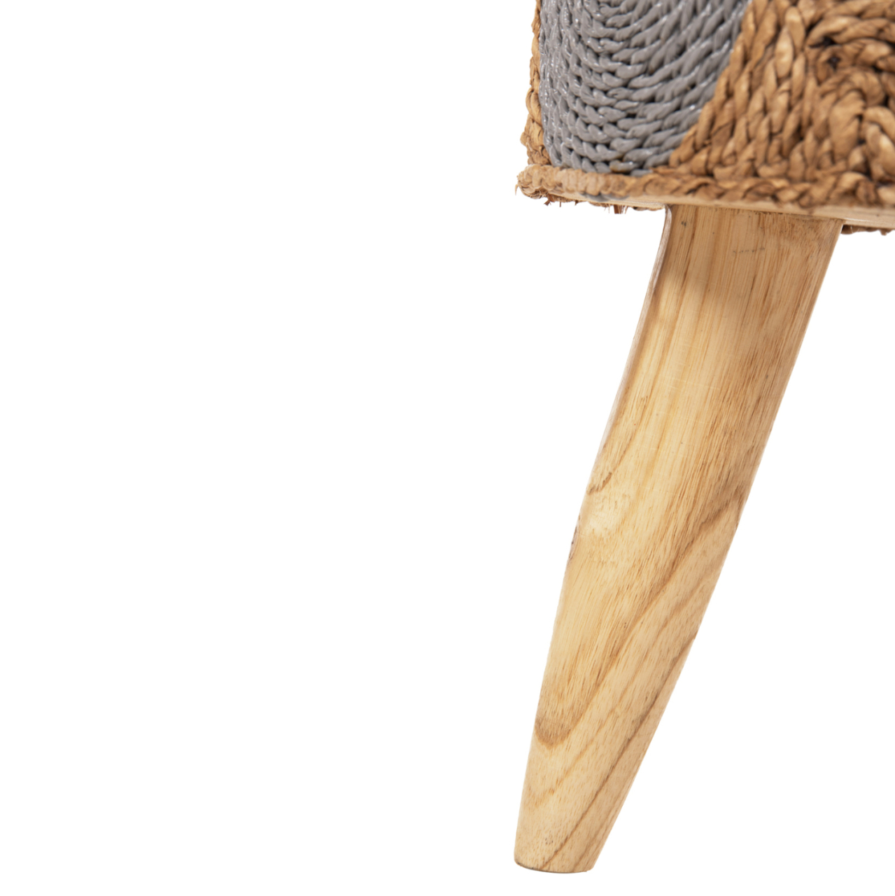 STOOL BEAM HM7826 TEAK WOOD AND SEAGRASS RUSH IN NATURAL and GREY Φ43x45Hcm. [7]