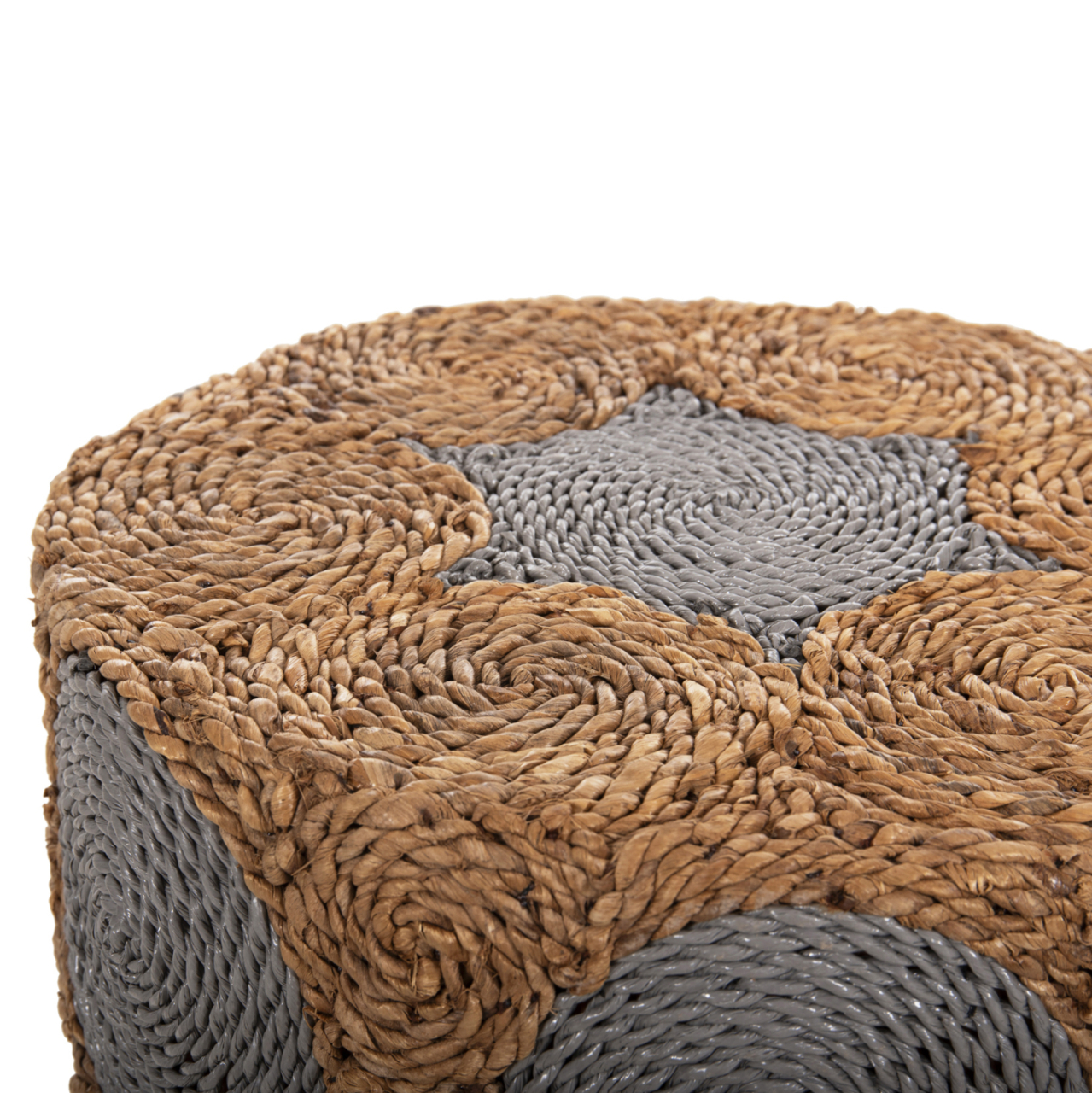 STOOL BEAM HM7826 TEAK WOOD AND SEAGRASS RUSH IN NATURAL and GREY Φ43x45Hcm. [6]