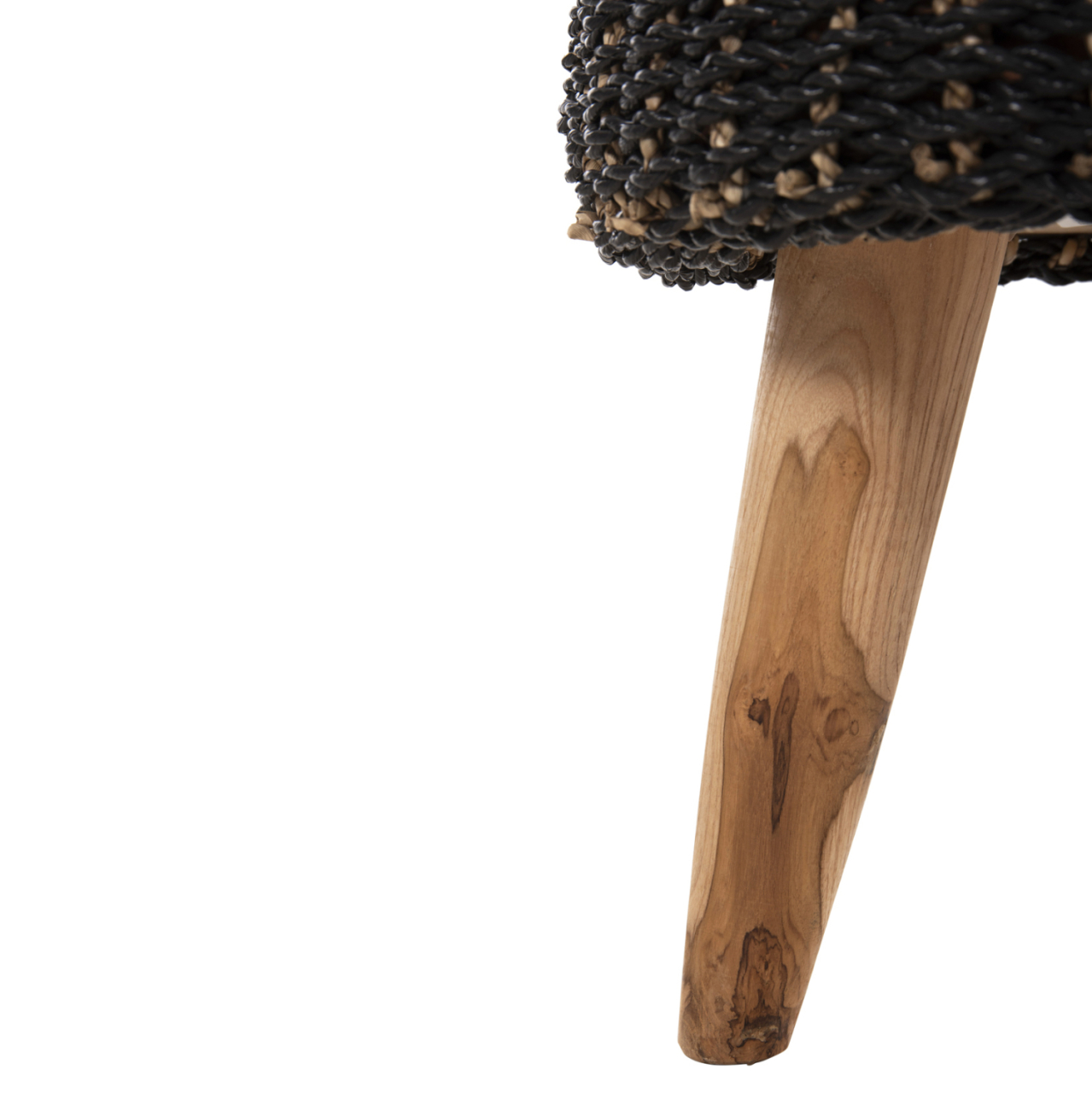 STOOL BEAM HM7827 TEAK WOOD AND SEAGRASS RUSH IN NATURAL and BLACK Φ43x45Hcm. [7]