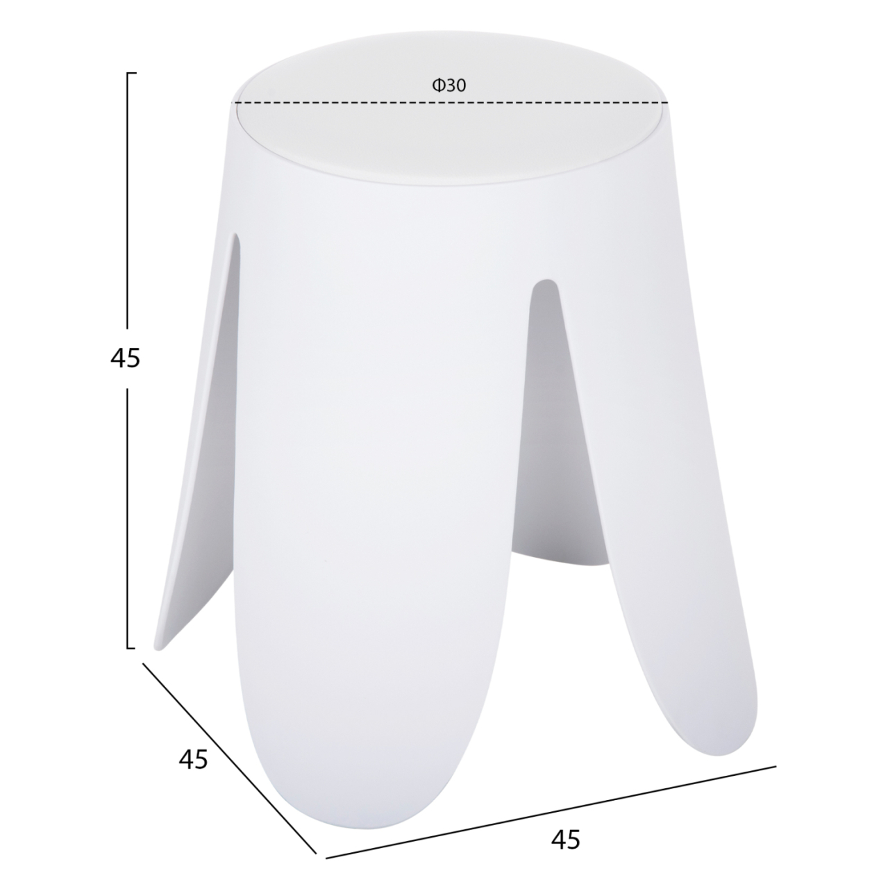 STOOL DENTY HM9619.01 POLYPROPYLENE IN WHITE-PU SEAT IN WHITE Φ30x45Hcm. [2]