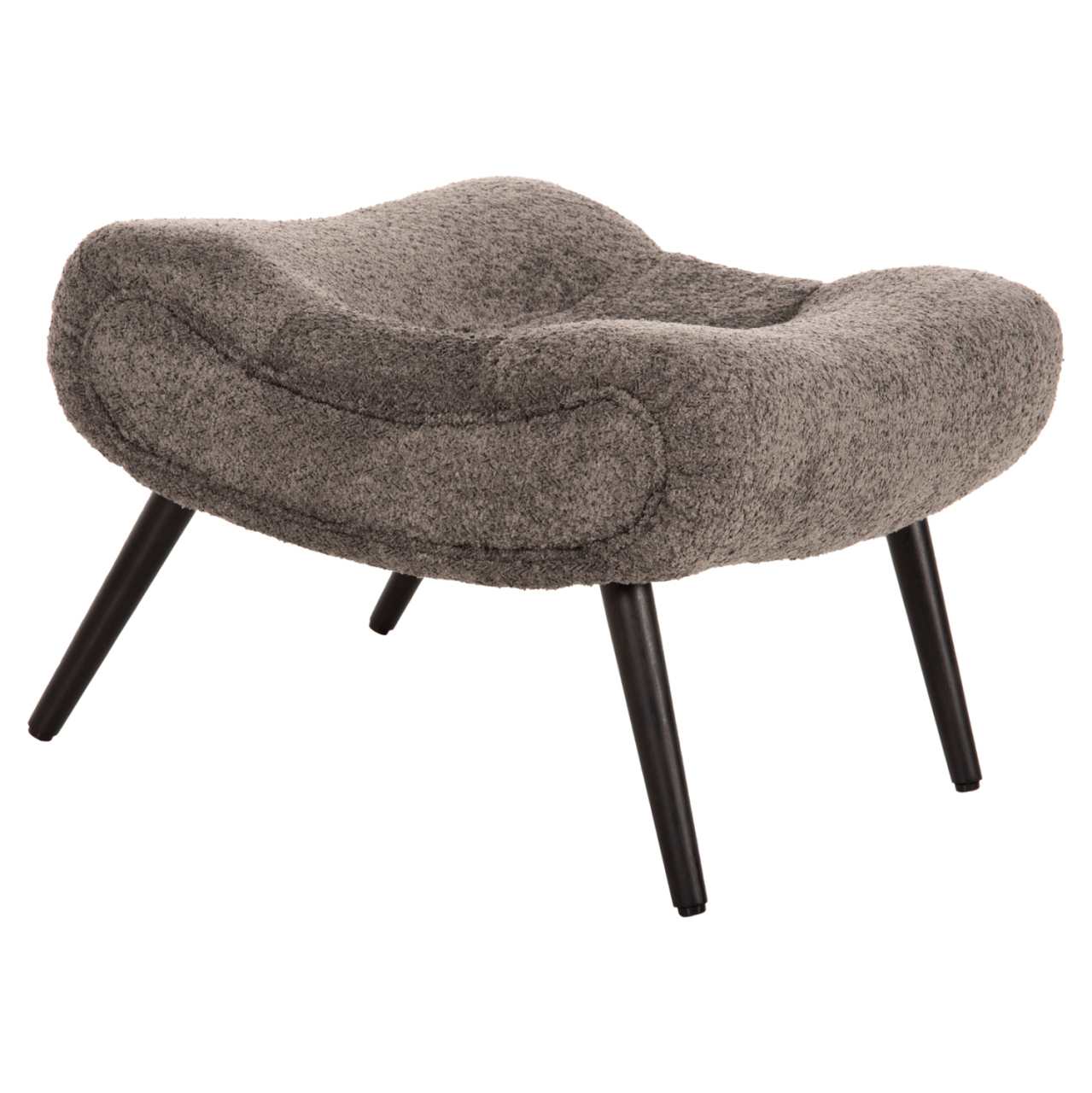 STOOL-FOOTREST BRYM HM9606.01 GREY BOUCLE FABRIC-BLACK WOODEN LEGS 68X58X40Hcm. [5]