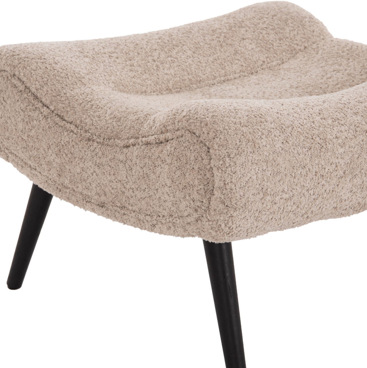 STOOL-FOOTREST BRYM HM9606.08 BEIGE/BROWN BOUCLE FABRIC-BLACK WOODEN LEGS 69X61X41Hcm. [8]
