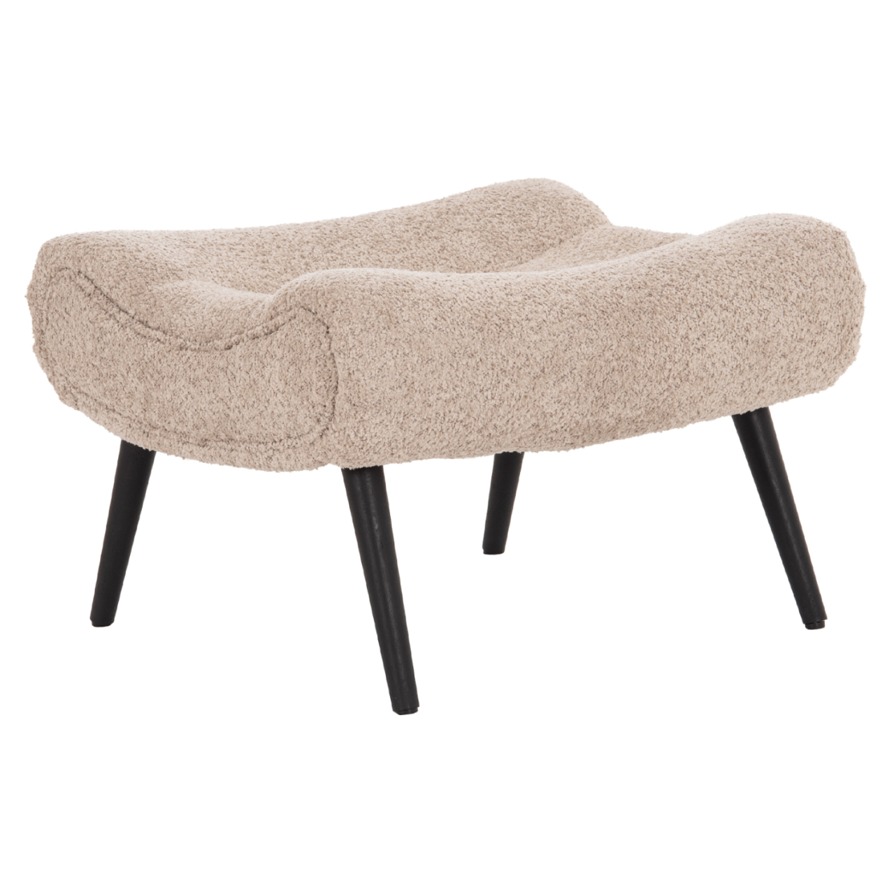 STOOL-FOOTREST BRYM HM9606.08 BEIGE/BROWN BOUCLE FABRIC-BLACK WOODEN LEGS 69X61X41Hcm. [4]