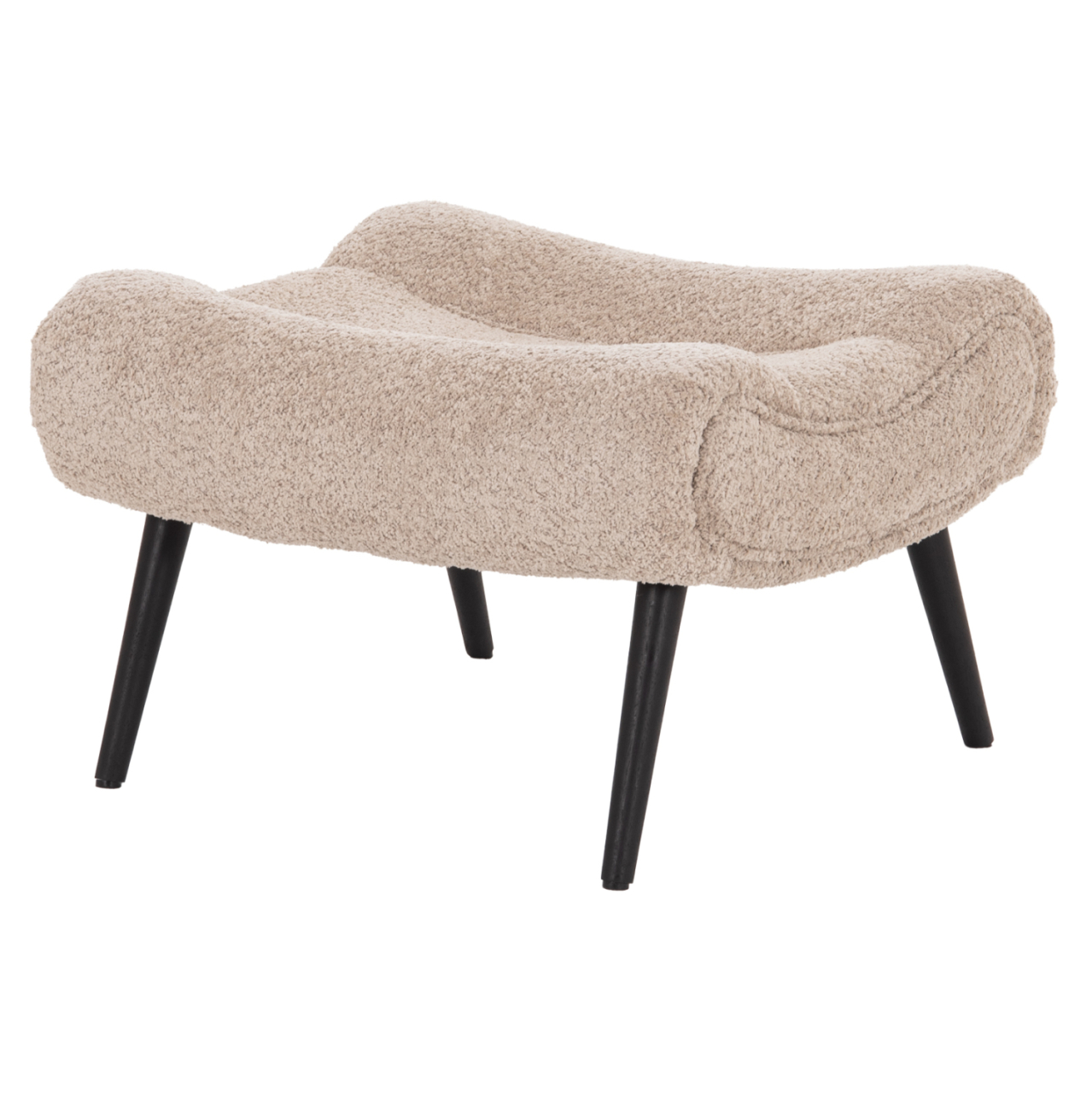 STOOL-FOOTREST BRYM HM9606.08 BEIGE/BROWN BOUCLE FABRIC-BLACK WOODEN LEGS 69X61X41Hcm. [6]