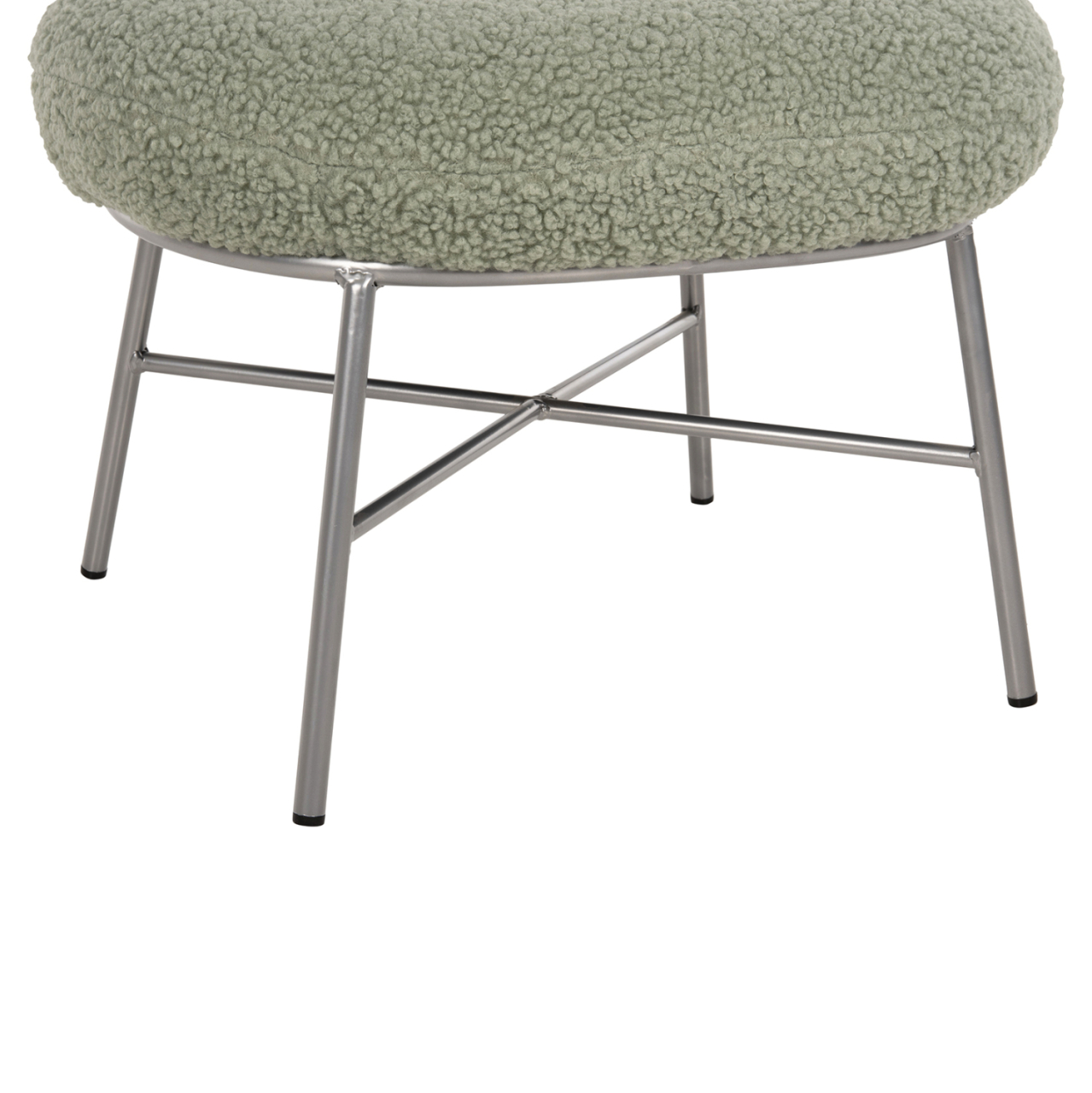 STOOL FOOTREST TRUDI HM8640.27 PISTACHIO GREEN BOUCLE FABRIC AND SILVER METAL BASE 56x47x40Hcm. [6]