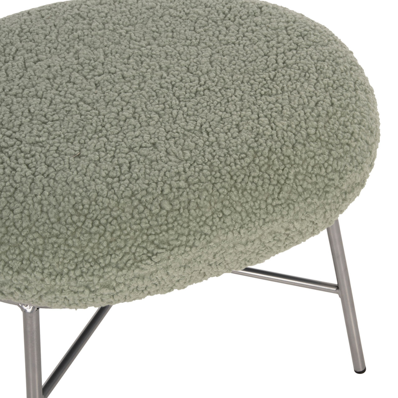 STOOL FOOTREST TRUDI HM8640.27 PISTACHIO GREEN BOUCLE FABRIC AND SILVER METAL BASE 56x47x40Hcm. [5]