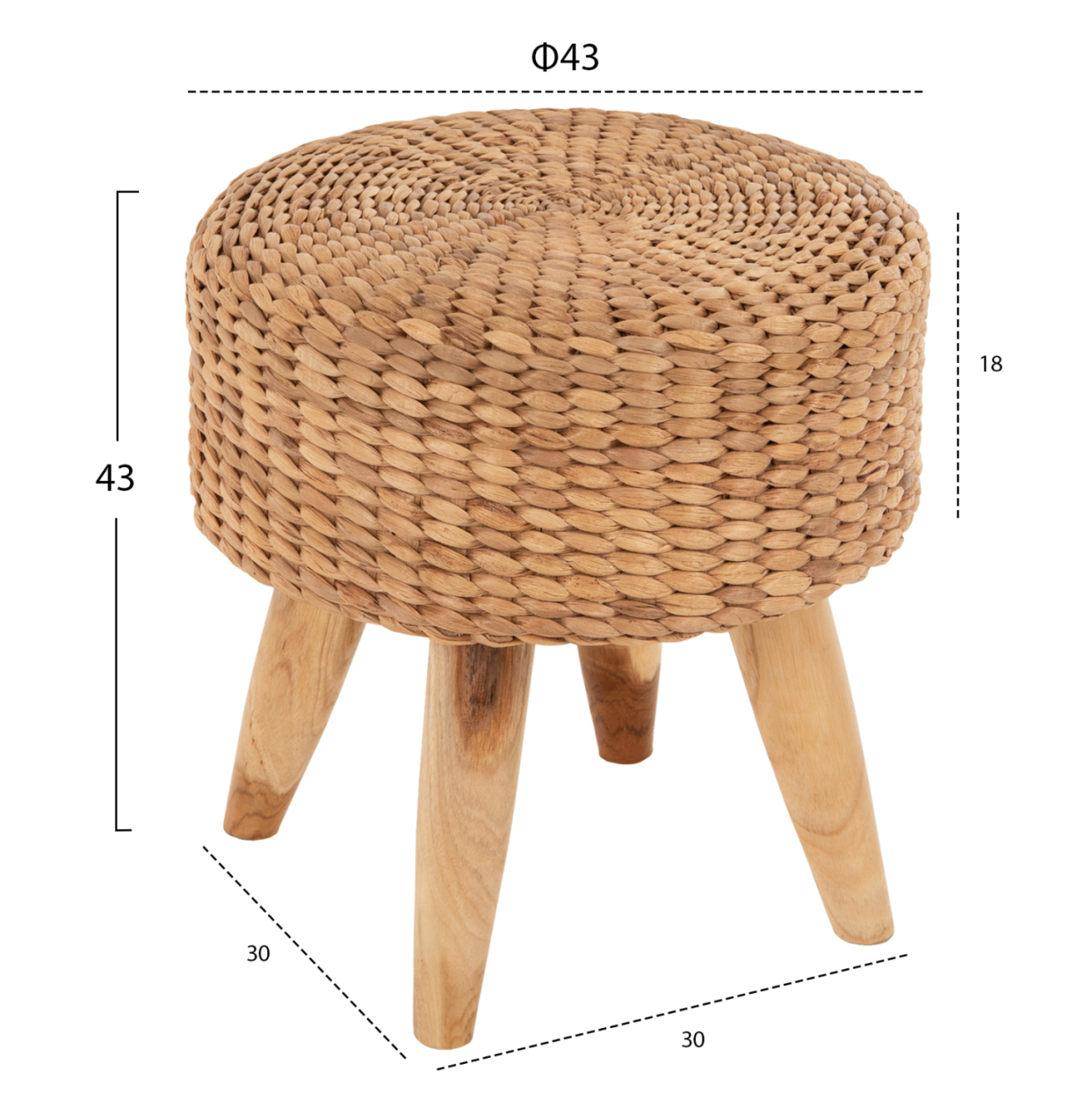 STOOL JIM HM7824 TEAK WOOD IN NATURAL COLOR-MATTED SEAT Φ43x43Hcm. [2]