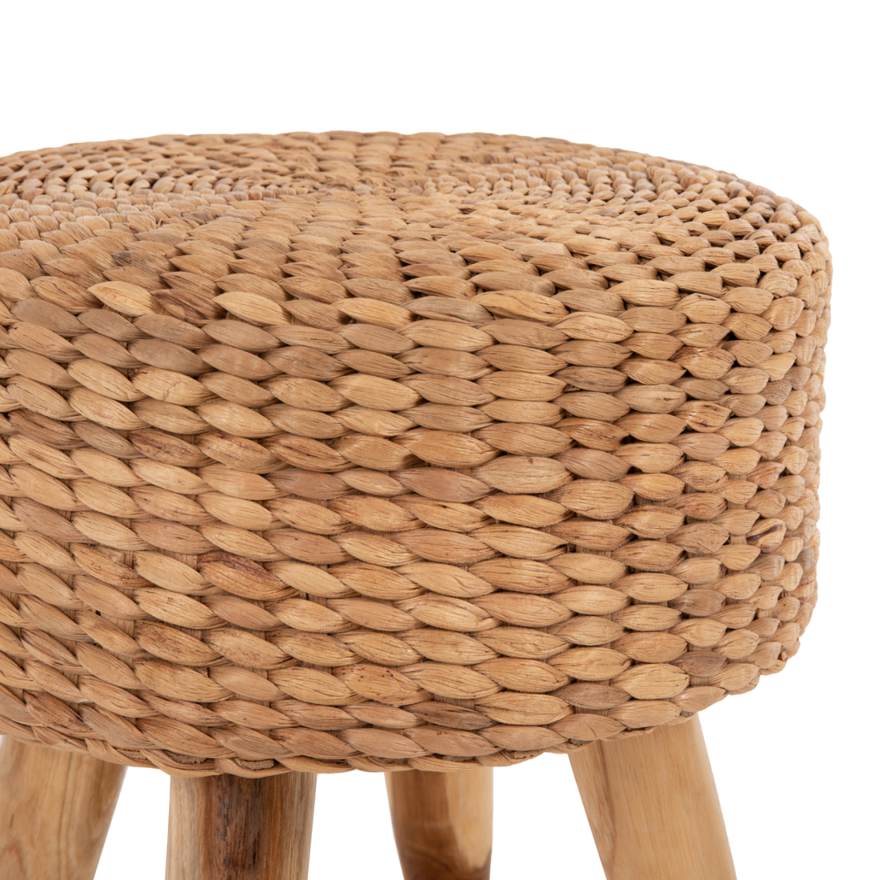 STOOL JIM HM7824 TEAK WOOD IN NATURAL COLOR-MATTED SEAT Φ43x43Hcm. [4]