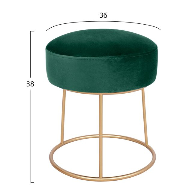 Stool Karlo HM8411.03 Cypress Green color Velvet with Gold Base ''36x38 h cm [2]