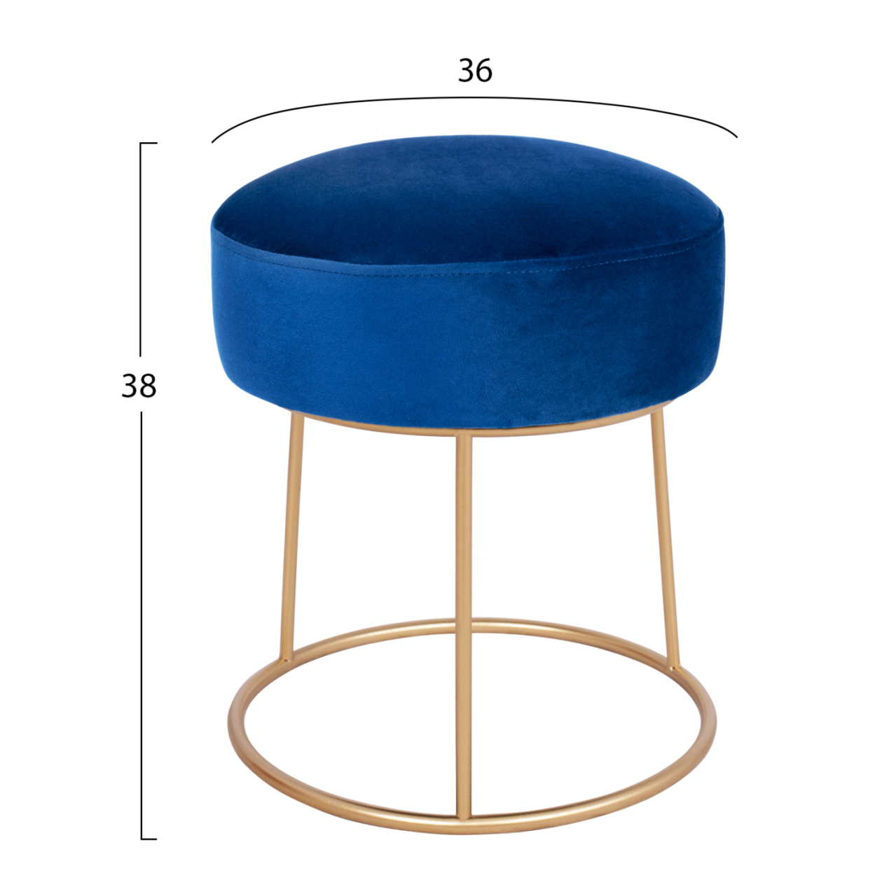 Stool Karlo HM8411.08 Blue with gold Base ''36x38 h cm [2]