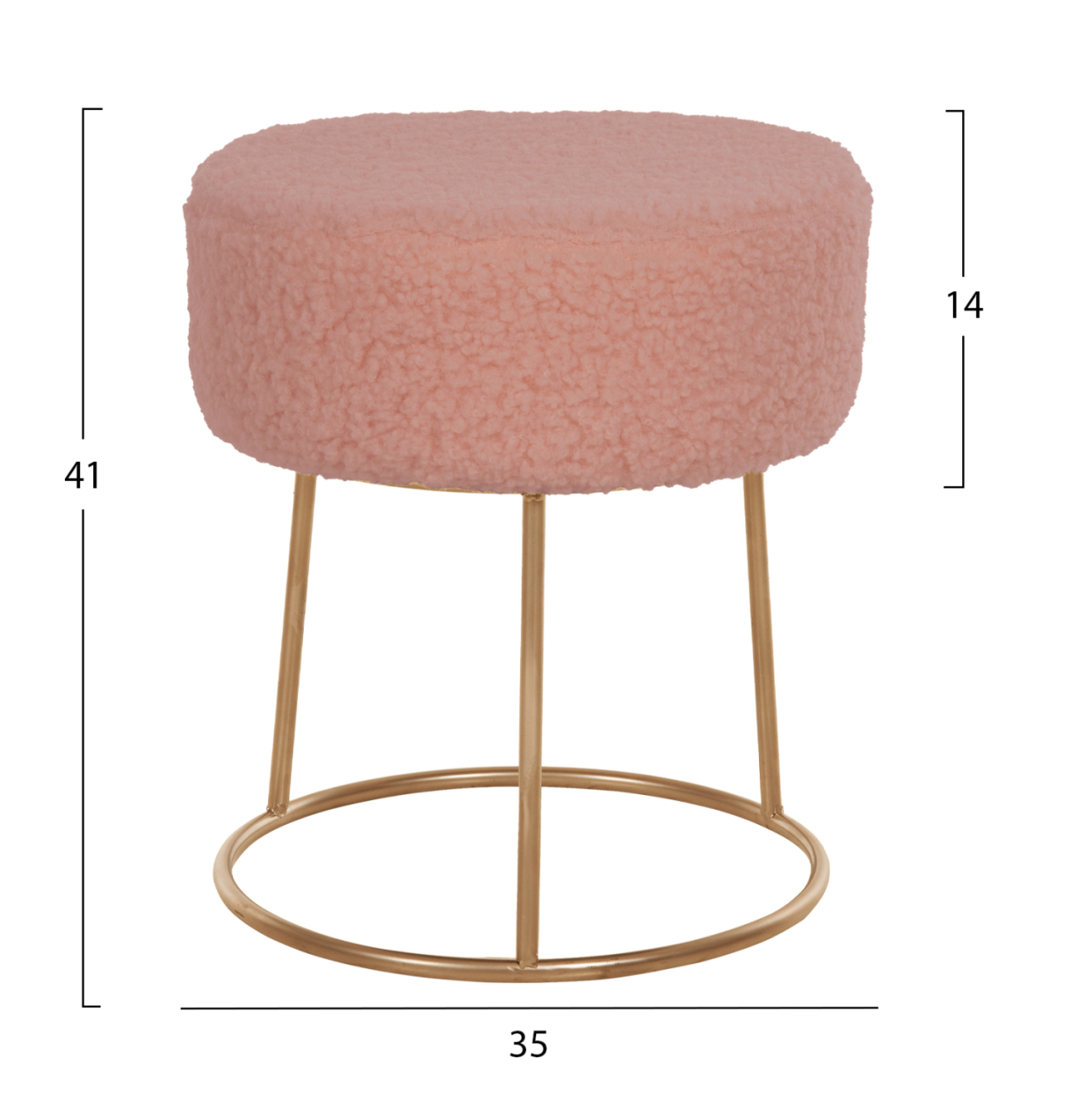 STOOL KARLO HM8411.22 DUSTY PINK BOUCLE FABRIC WITH GOLD BASE Φ35x41Hcm. [2]