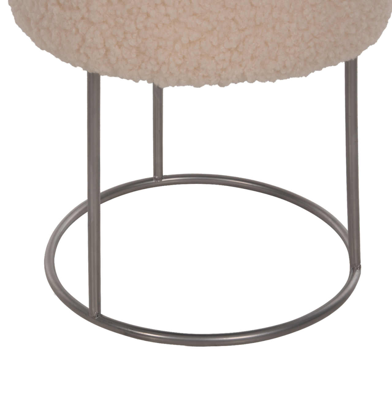 STOOL KARLO HM8411.23 WHITE BOUCLE FABRIC WITH SILVER BASE Φ35x41Hcm. [3]