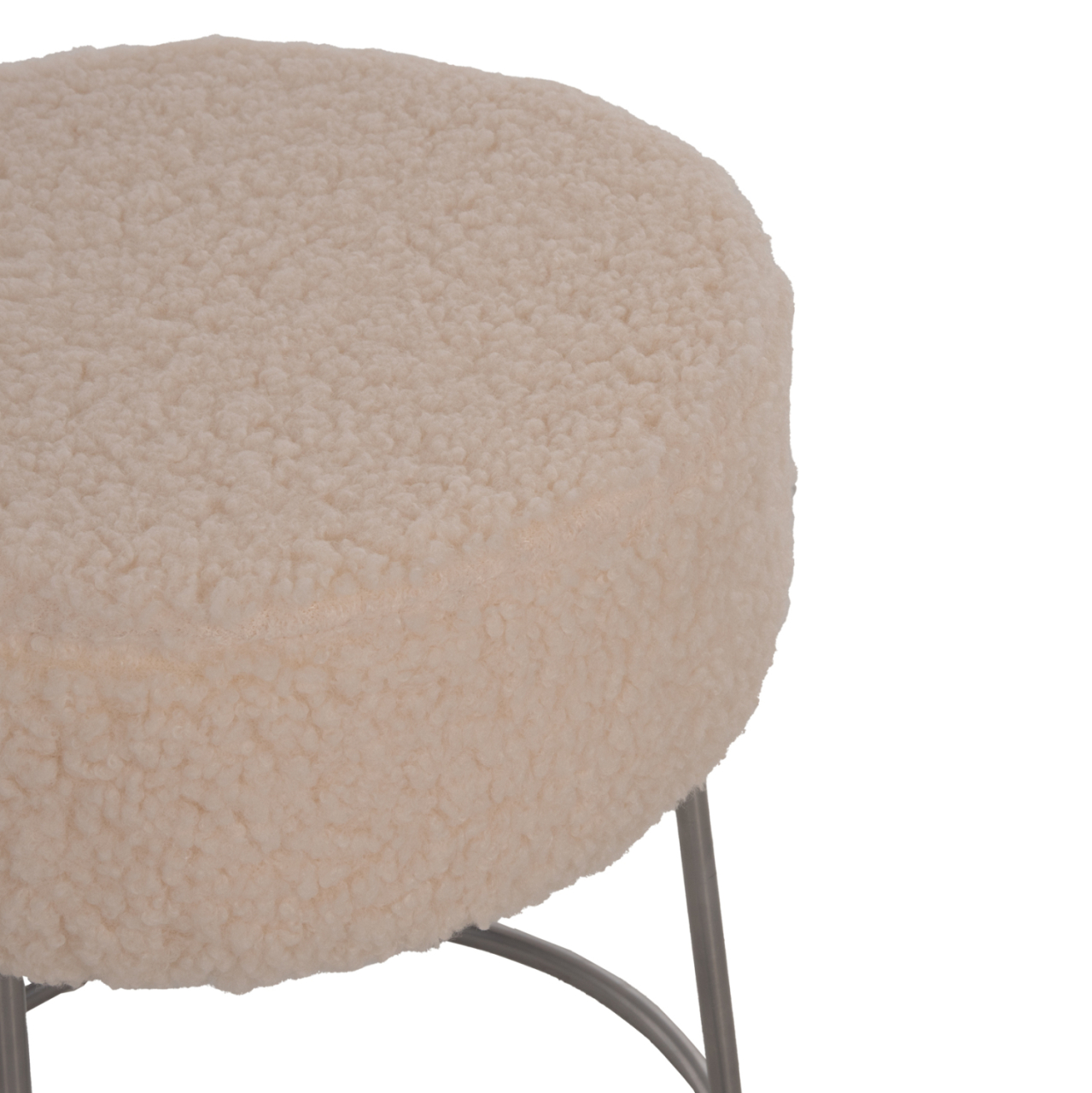 STOOL KARLO HM8411.23 WHITE BOUCLE FABRIC WITH SILVER BASE Φ35x41Hcm. [4]