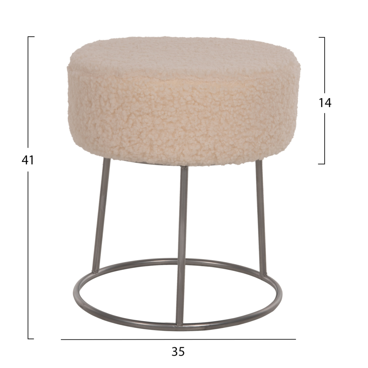STOOL KARLO HM8411.23 WHITE BOUCLE FABRIC WITH SILVER BASE Φ35x41Hcm. [2]