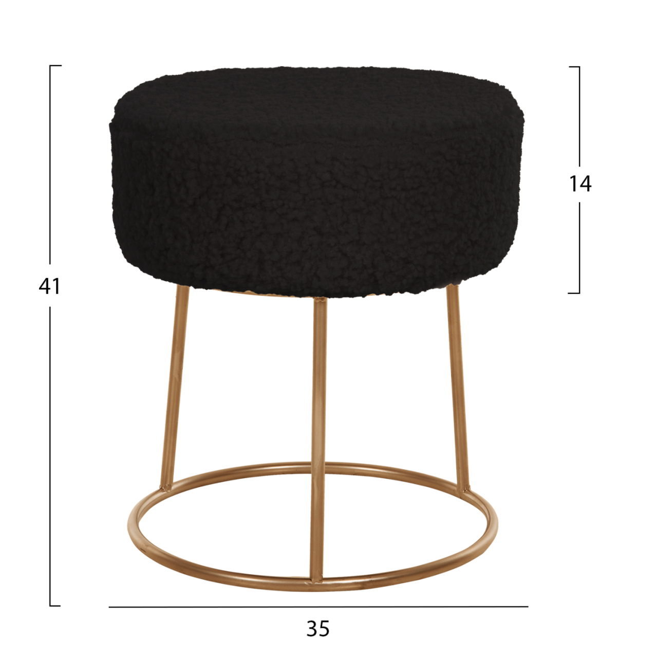 STOOL KARLO HM8411.24 BLACK BOUCLE FABRIC WITH GOLD BASE Φ35x41Hcm. [2]