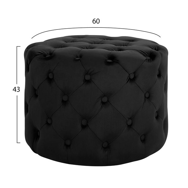 Stool Kassie HM8406.04 Black Velvet Chesterfield Type D60x43h cm [2]