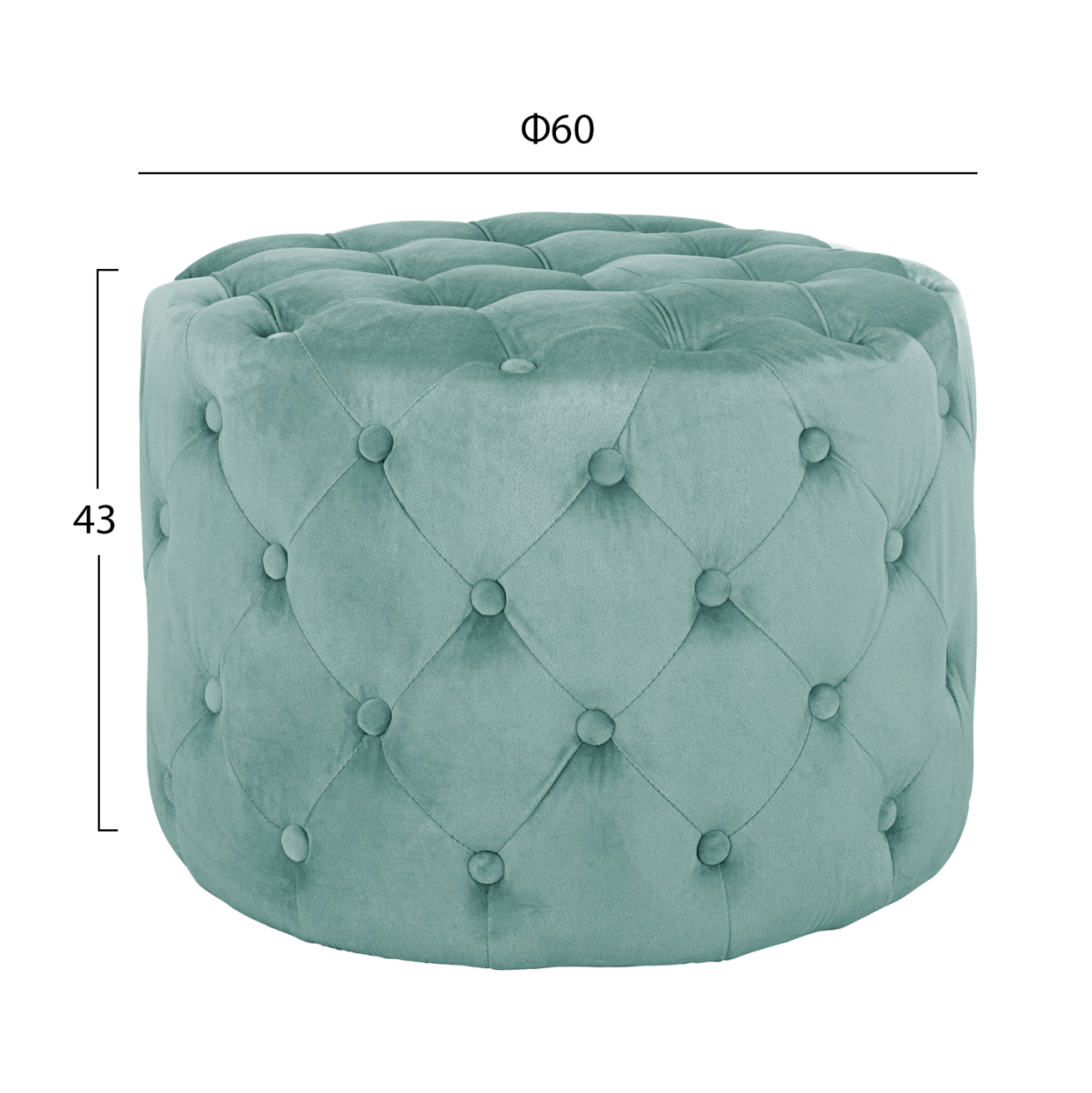STOOL KASSIE HM8406.07 PISTACHIO GREEN VELVET t.CHESTERFIELD Φ60X43Hcm. [2]