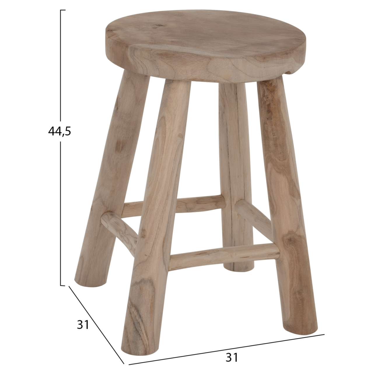 STOOL KONT HM9337 SOLID TEAK SHORT NATURAL Φ30Χ45Ηcm. [2]