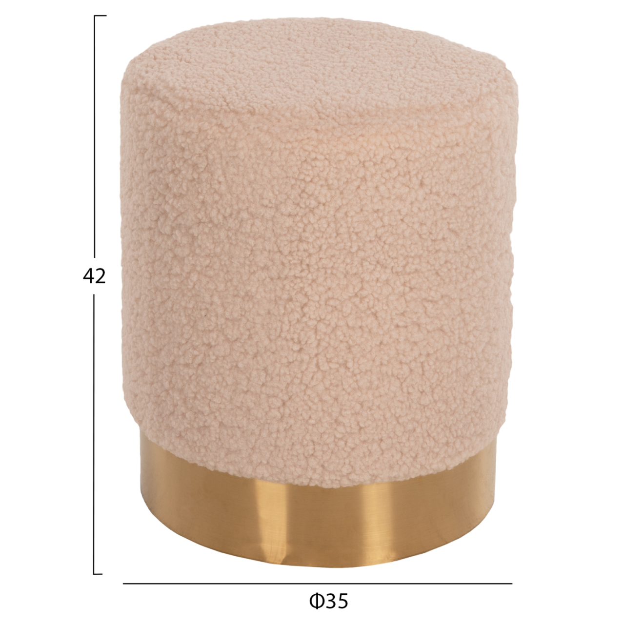 STOOL LEVY HM8408.20 BOUCLE FABRIC ECRU-GOLD BASE Φ35x42Hcm. [2]