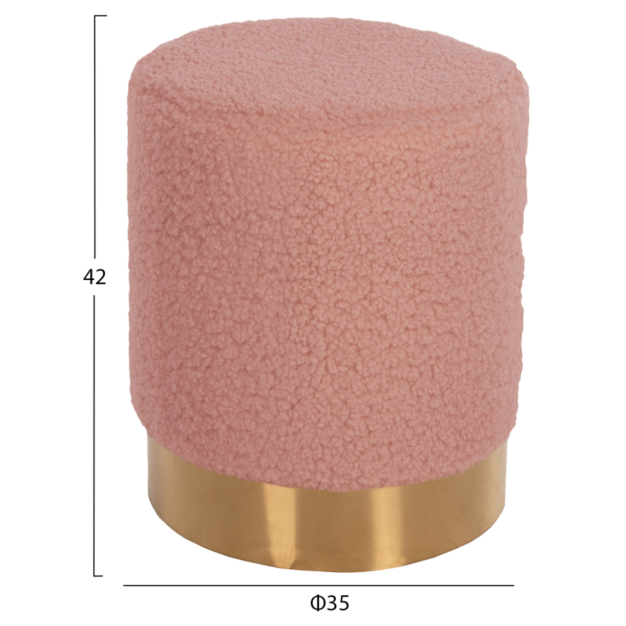 STOOL LEVY HM8408.22 BOUCLE FABRIC DUSTY PINK-GOLD BASE Φ35x42Hcm. [2]