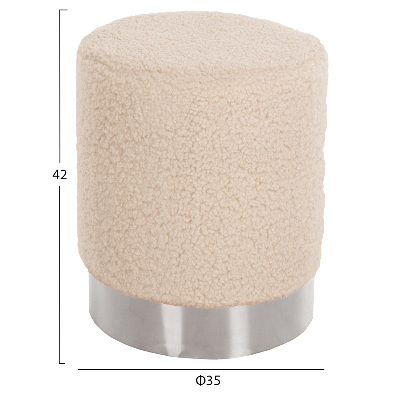 STOOL LEVY HM8408.23 BOUCLE FABRIC WHITE-SILVER BASE Φ35x42Hcm. [2]