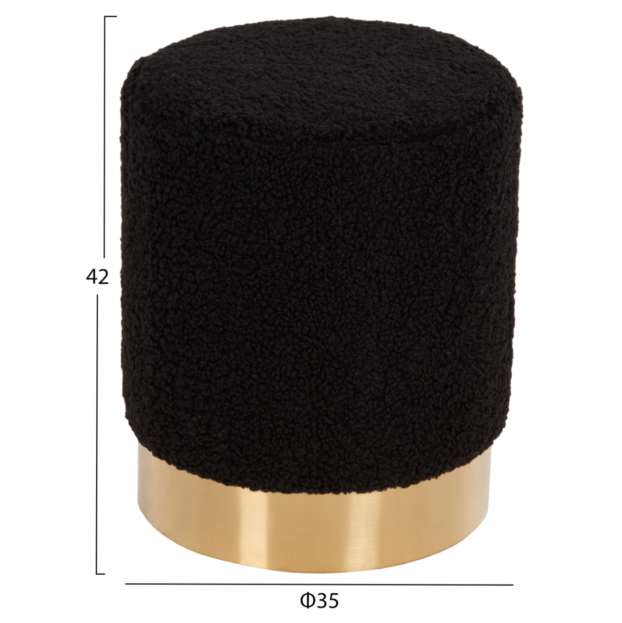 STOOL LEVY HM8408.24 BOUCLE FABRIC BLACK-GOLD BASE Φ35x42Hcm. [2]