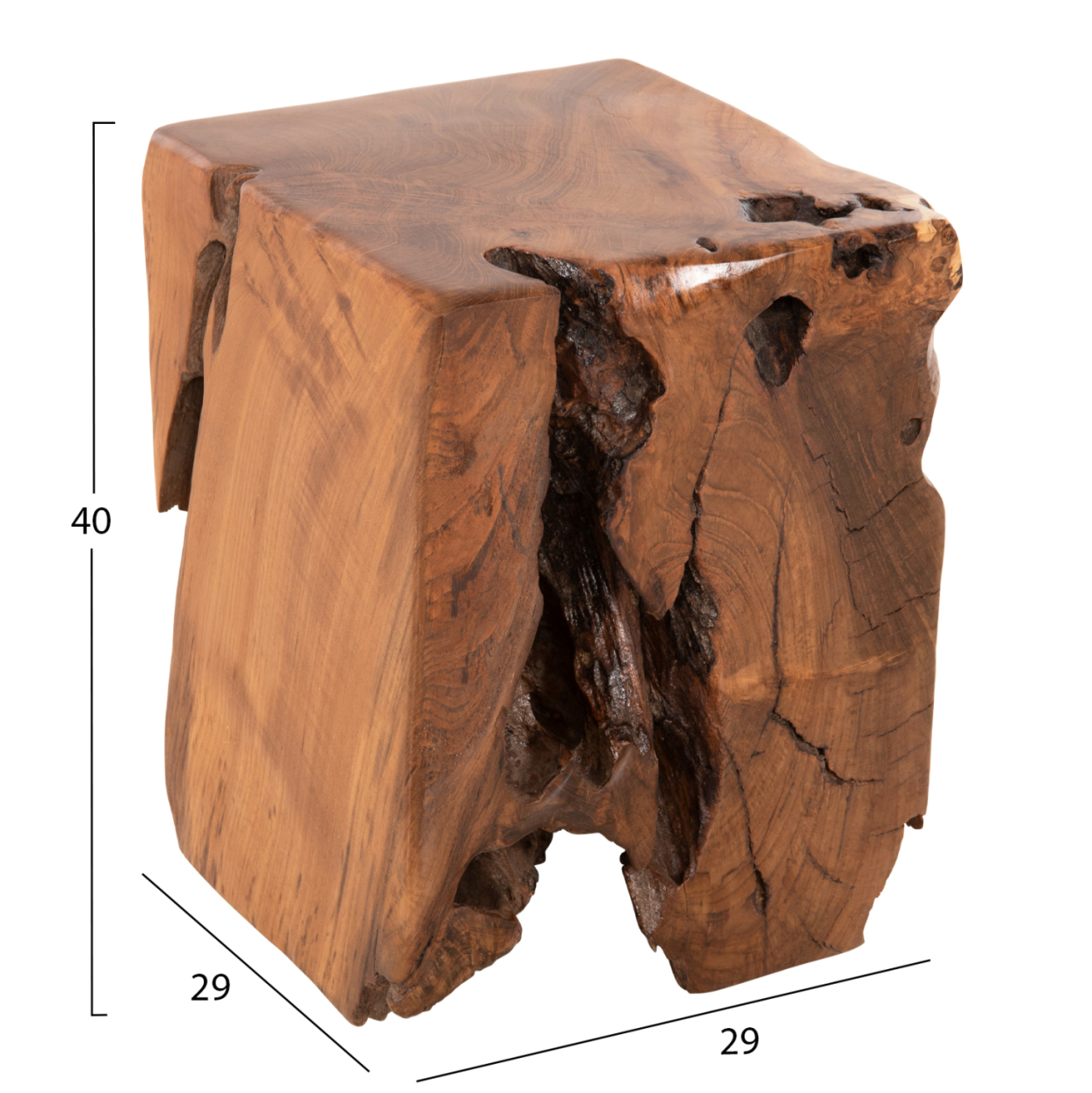 STOOL LOW HEIGHT KUMO HM7893 SOLID TEAK WOOD IN NATURAL COLOR 30X30X40Hcm. [2]