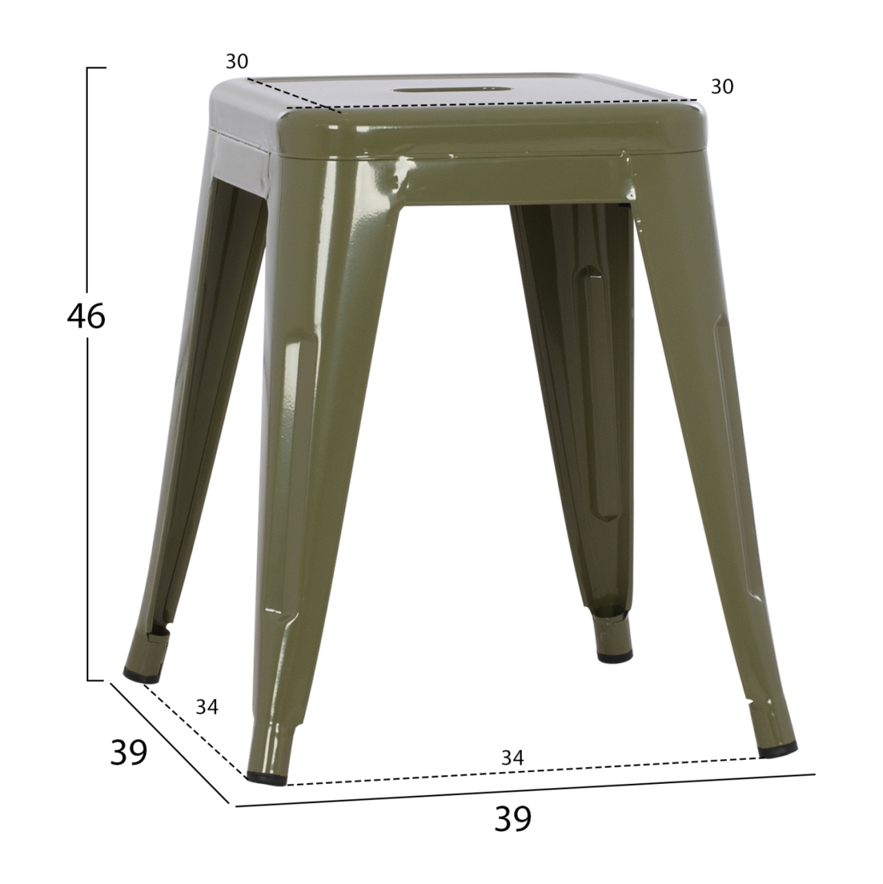 STOOL MELITA HM0096.43 METAL IN DARK OLIVE COLOR 37x37x45Hcm. [2]