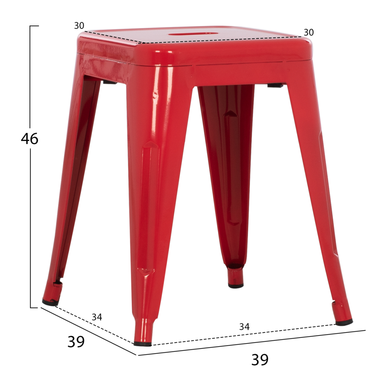 STOOL MELITA HM0096.44 METAL IN RED COLOR 37x37x45Hcm. [2]