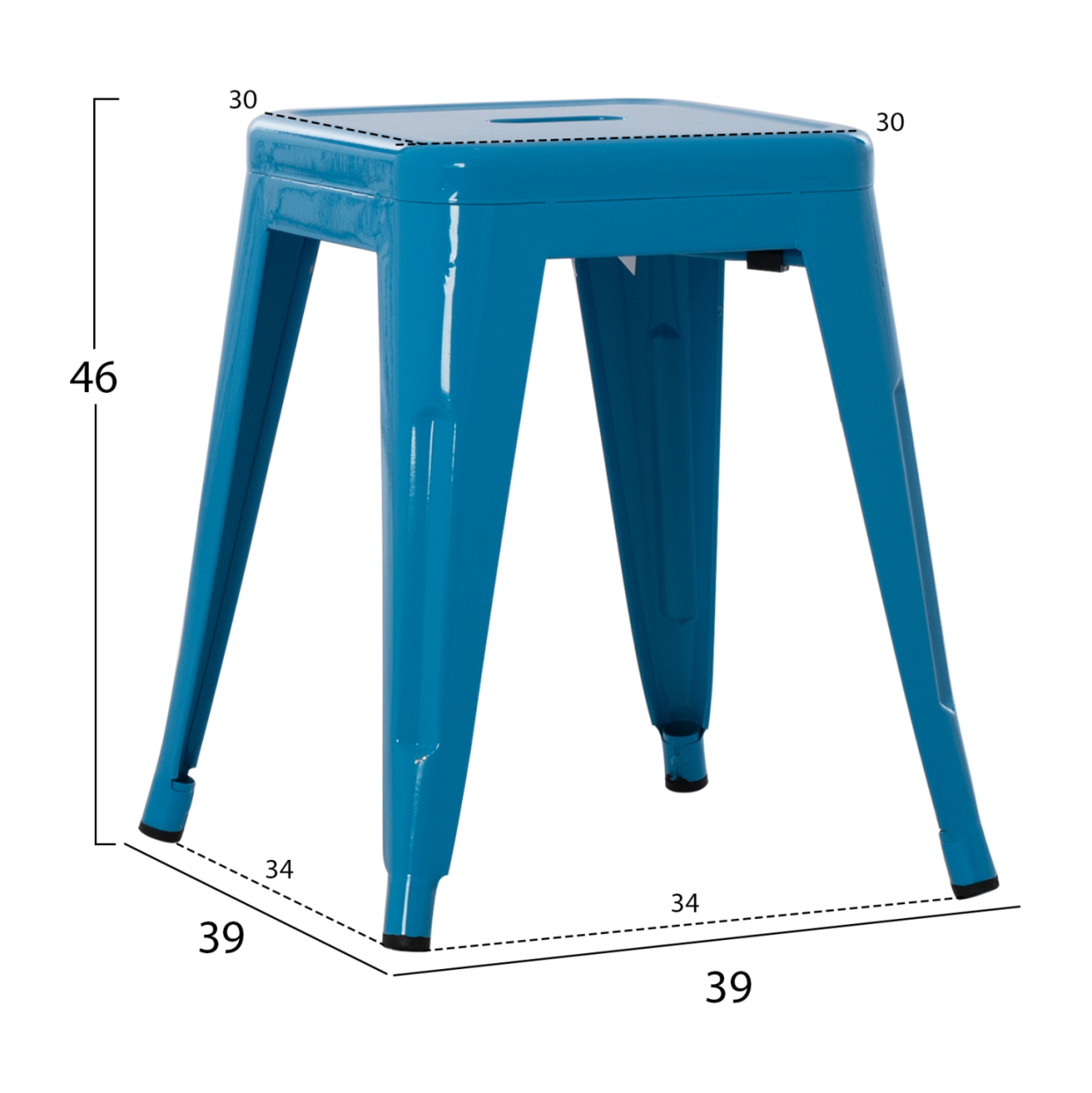 STOOL MELITA HM0096.48 METAL IN BLUE COLOR 37x37x45Hcm. [2]