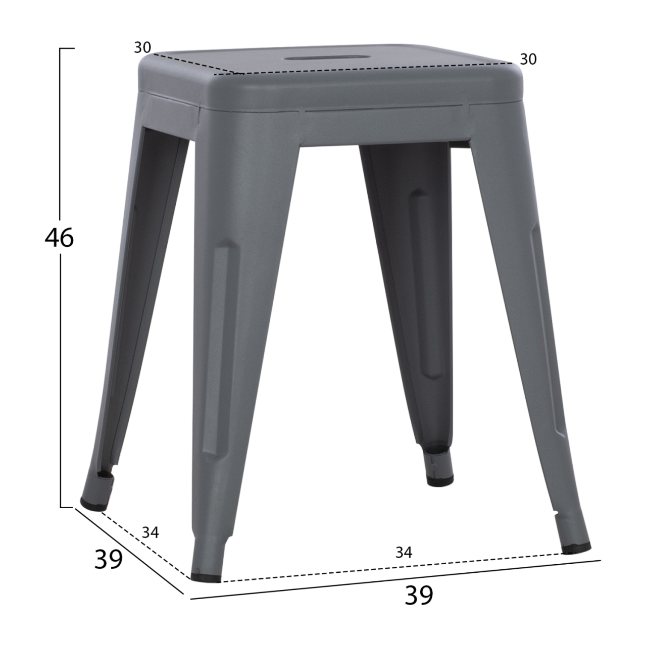 STOOL MELITA HM0096.50 METAL IN MATTE GREY COLOR 37x37x45Hcm. [2]