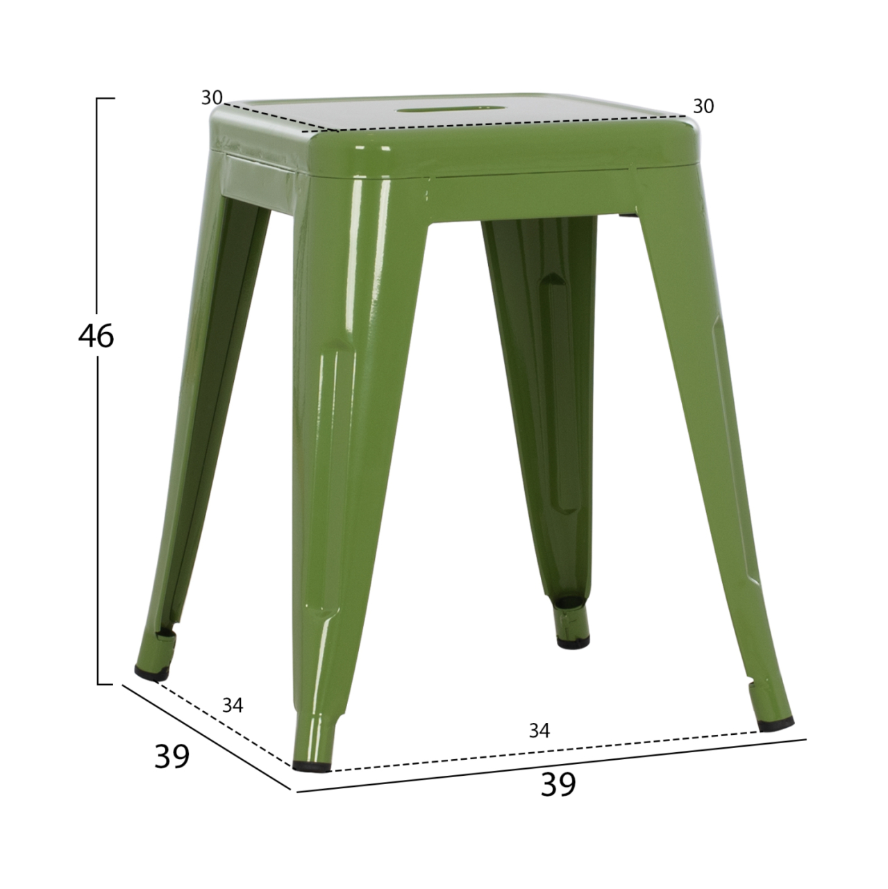 STOOL MELITA HM0096.53 METAL IN LIGHT OLIVE GREEN COLOR 37x37x45Hcm. [2]