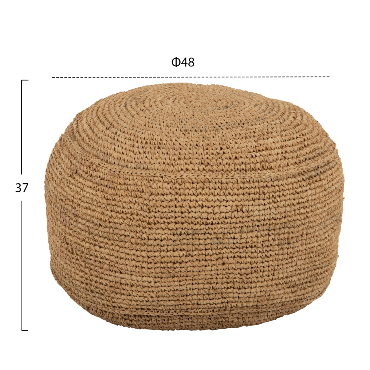 STOOL-POUF AONI HM7828 MADE OF DRIED PALM FIBERS IN NATURAL COLOR Φ48x37Hcm. [2]