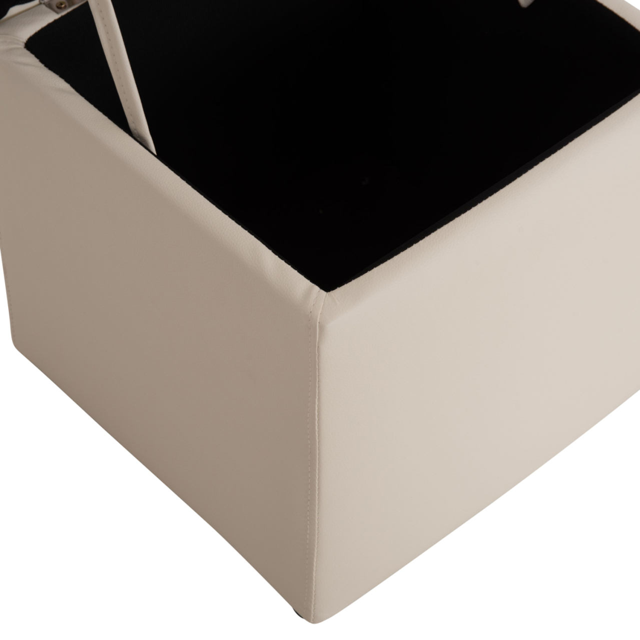 Stool PRO CUBE HM224.02 PU with storage space- white 38x38x36.5Hcm [10]