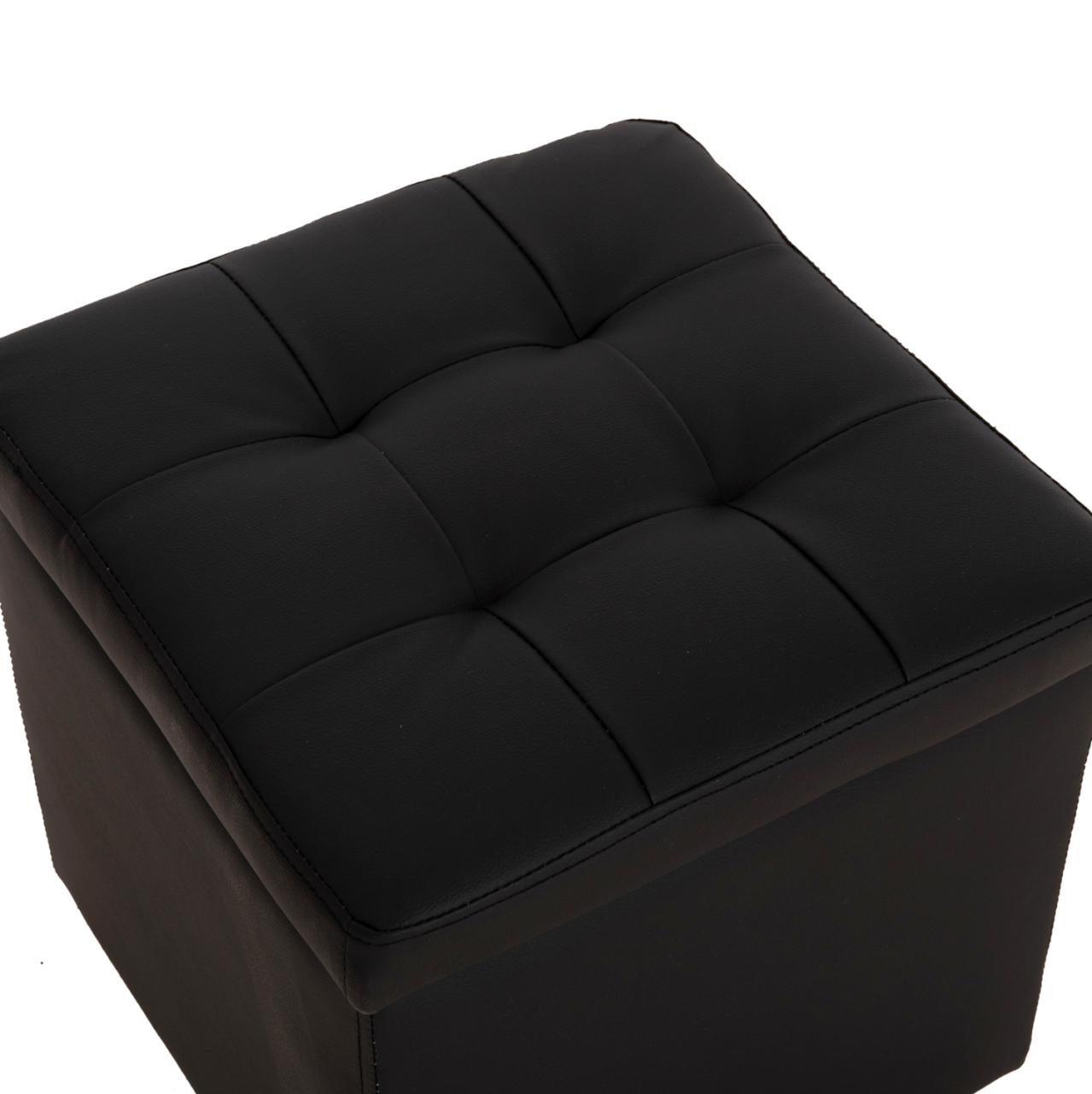Stool PU with storage space black cube HM224.01 38x38x36.5Hcm [7]