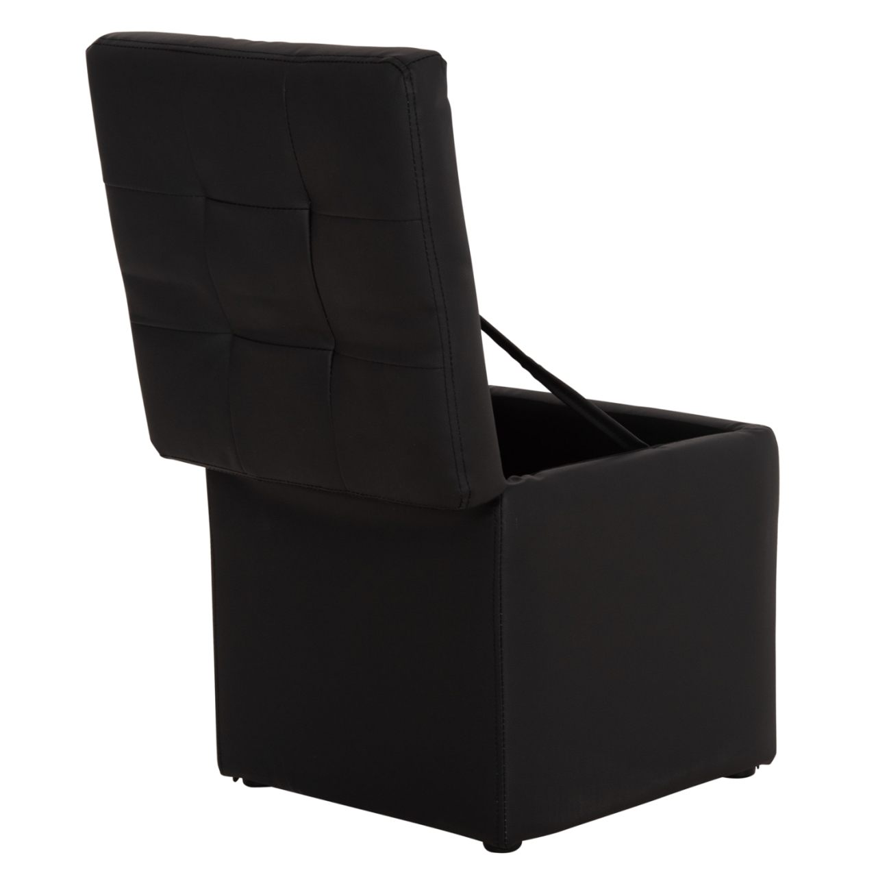 Stool PU with storage space black cube HM224.01 38x38x36.5Hcm [6]