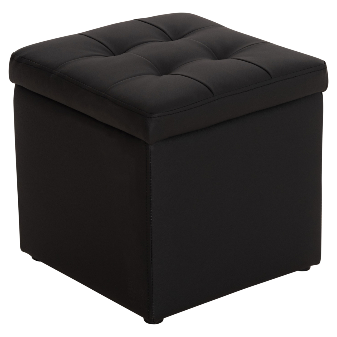Stool PU with storage space black cube HM224.01 38x38x36.5Hcm [3]