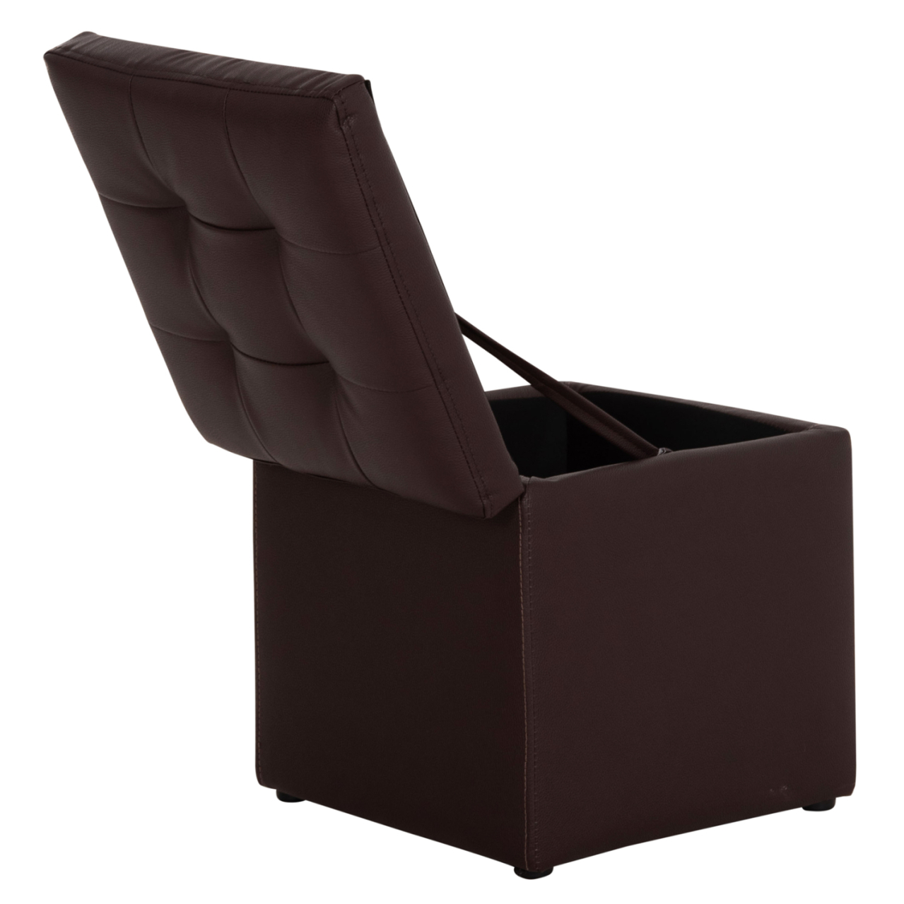 Stool PU with storage space Brown cube HM224.03--38x38x36.5Hcm [6]
