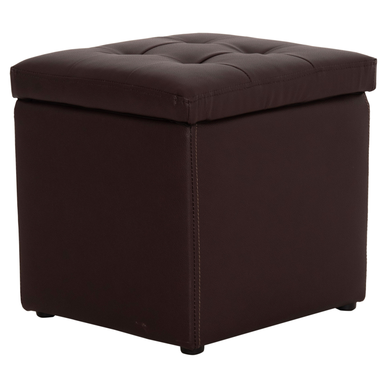 Stool PU with storage space Brown cube HM224.03--38x38x36.5Hcm [4]