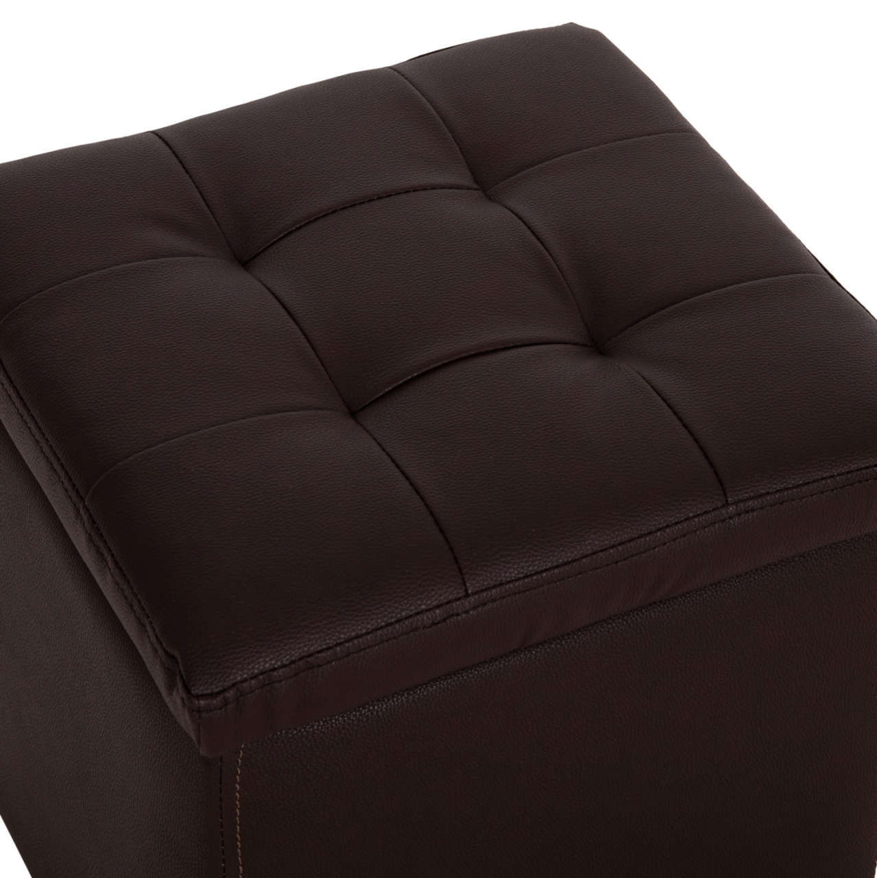 Stool PU with storage space Brown cube HM224.03--38x38x36.5Hcm [7]