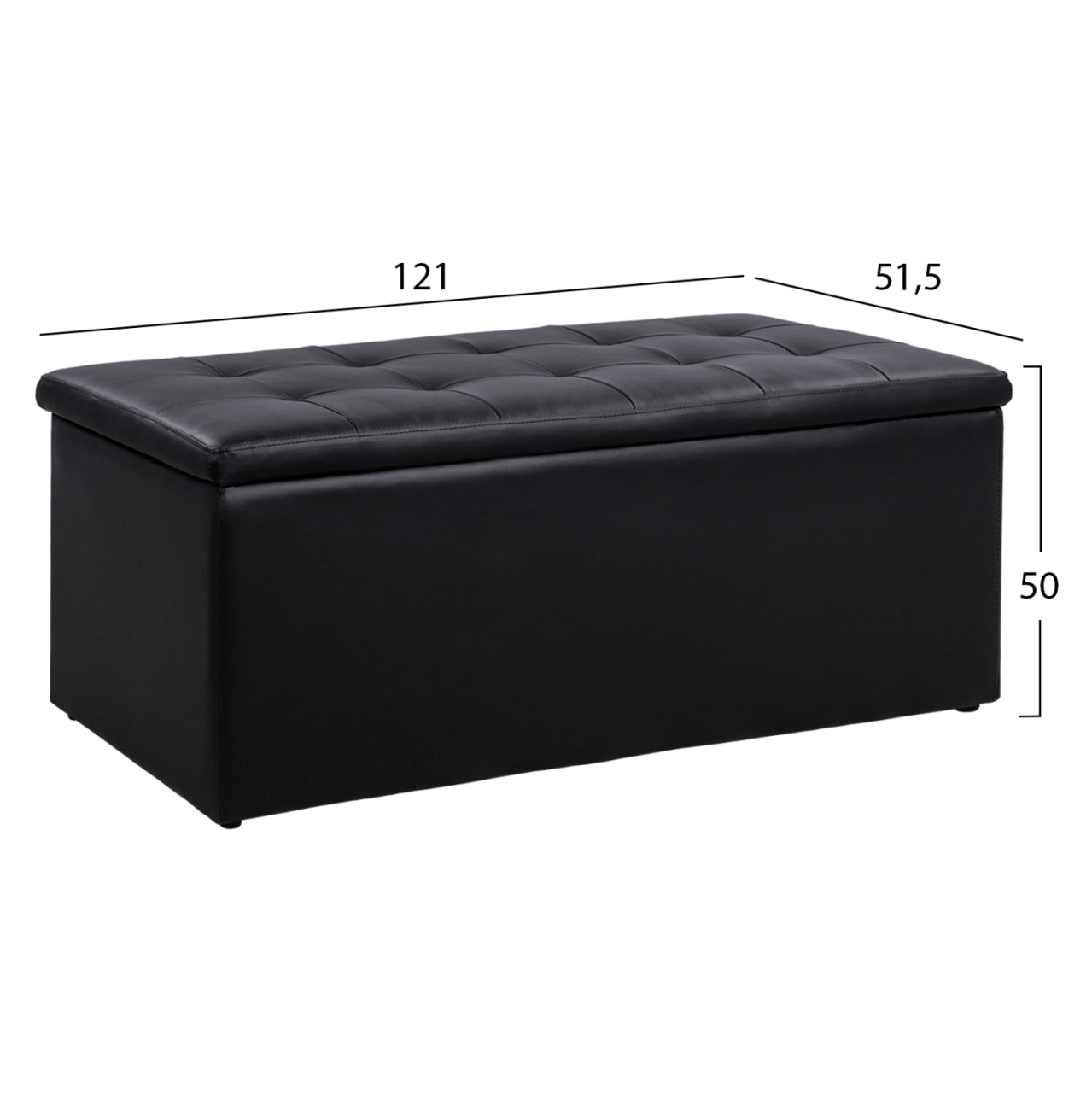 Stool PU with Storage Space Triscube Black HM223.01 121x51.5x50cm [2]
