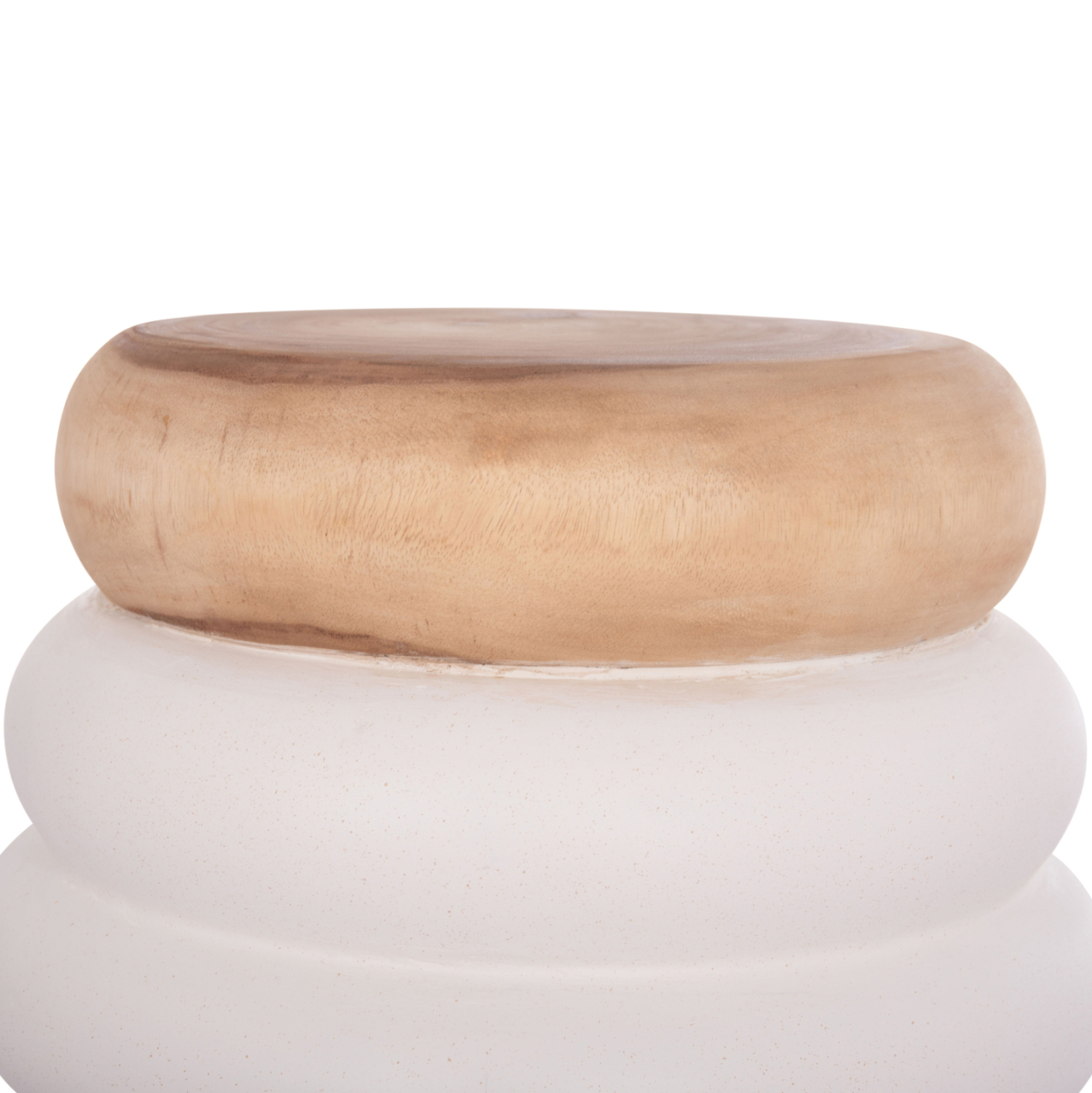 STOOL PUFFAT HM18172.02 FIBER CEMENT IN WHITE-TEAK WOOD TOP Φ45x46Hcm. [4]