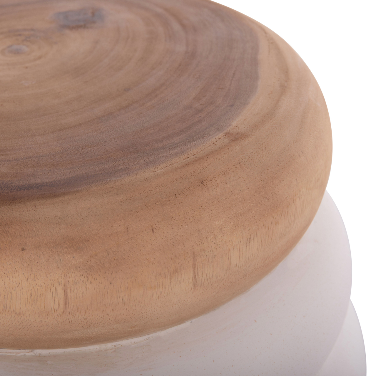 STOOL PUFFAT HM18172.02 FIBER CEMENT IN WHITE-TEAK WOOD TOP Φ45x46Hcm. [6]